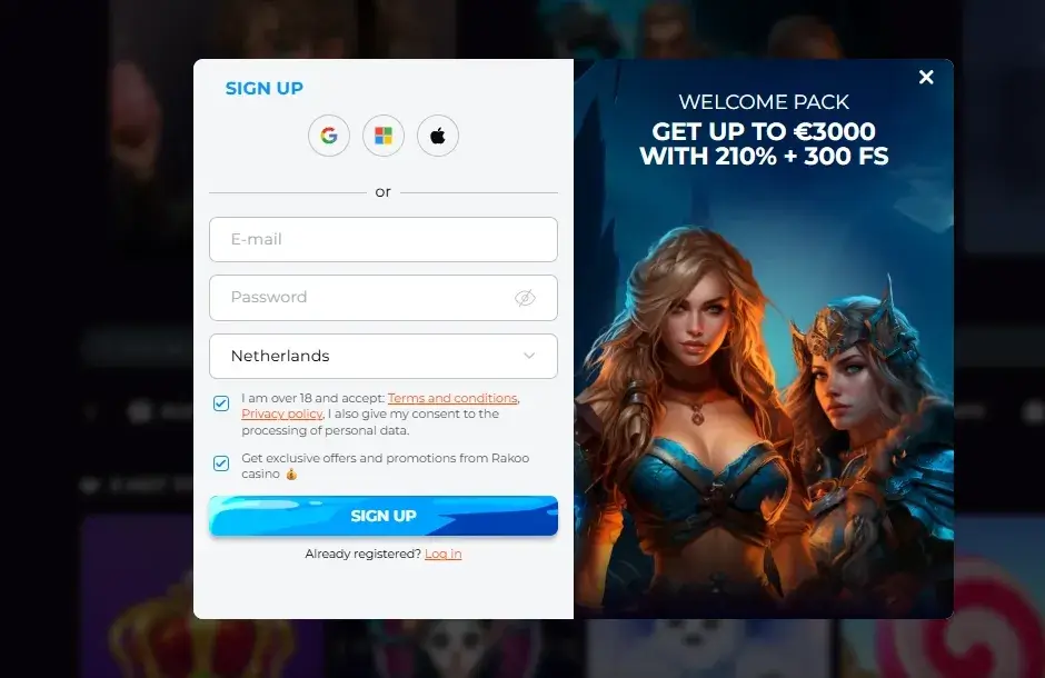 Rakoo casino registration